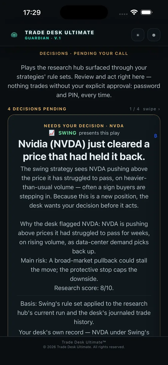 A pending decision waiting for approval